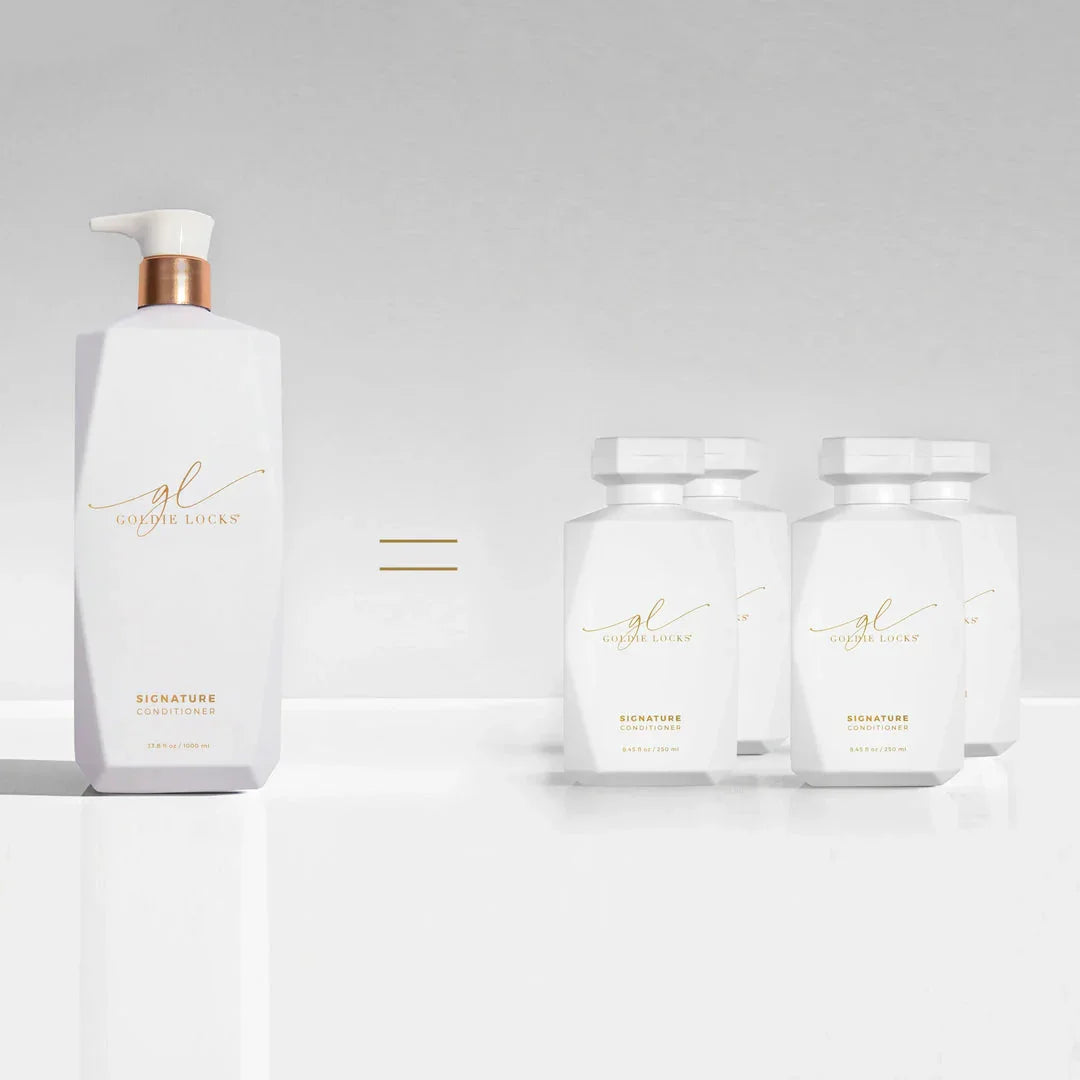 Goldie Locks Signature Conditioner liters and retail bottles for hair care in Delray Beach FL