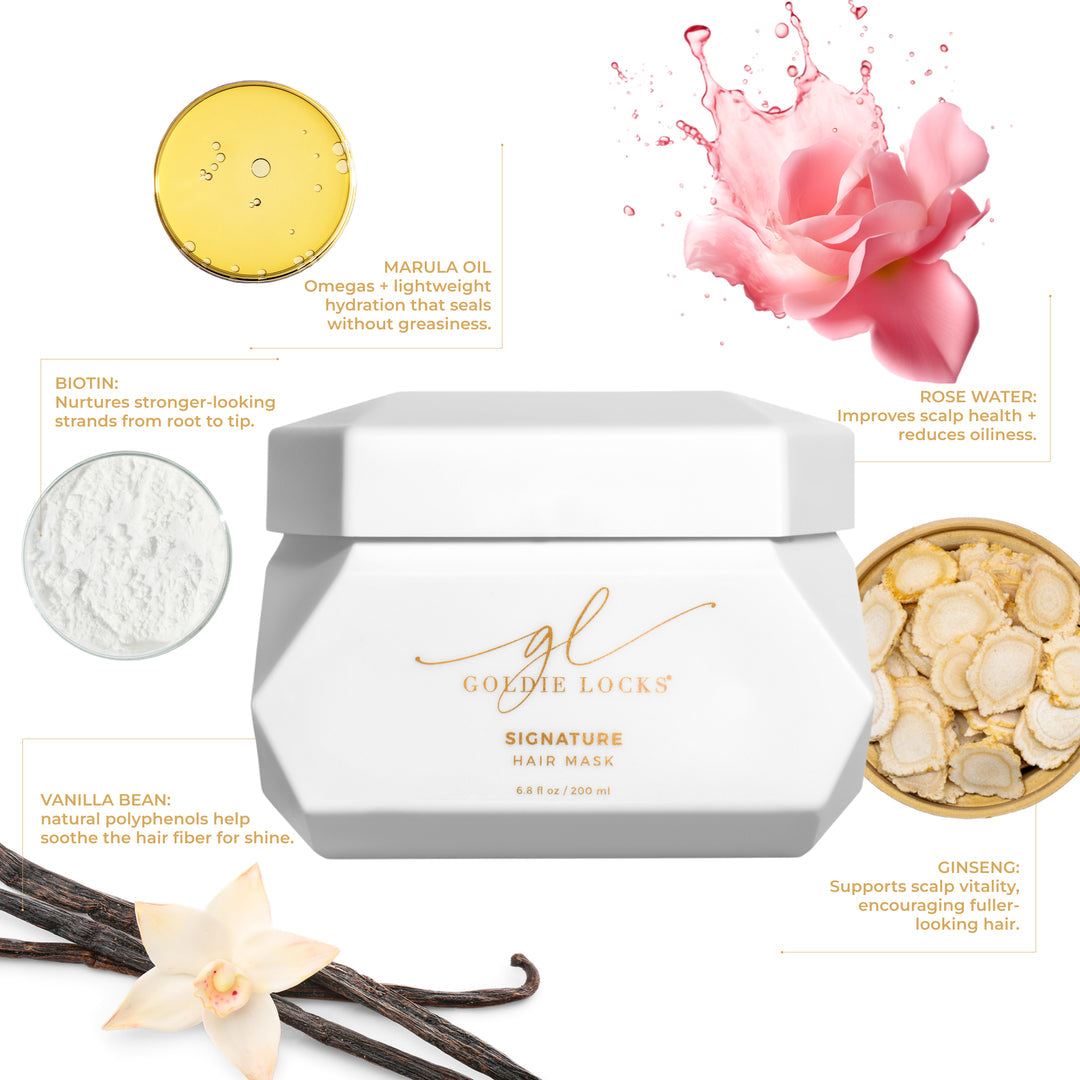 Goldie Locks Signature Hair Mask with natural ingredients for hair care in Delray Beach FL