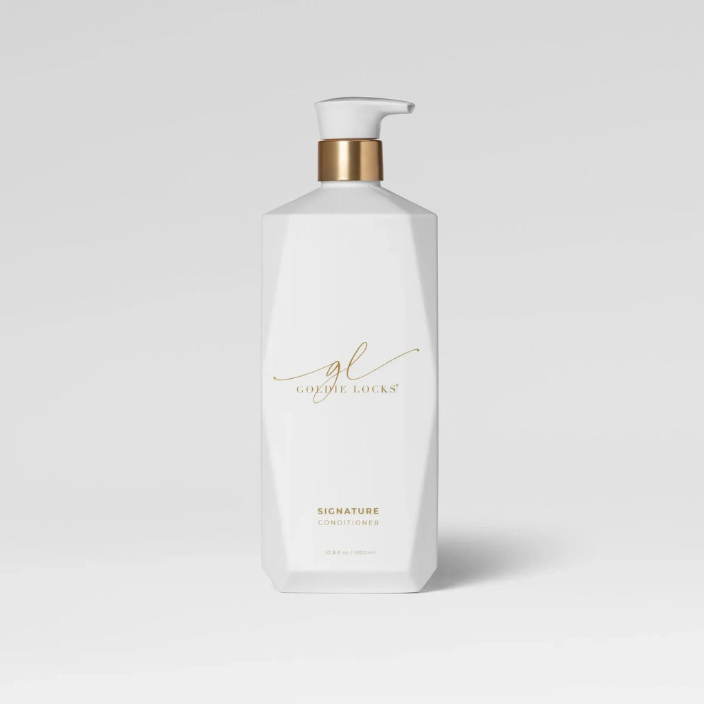 Goldie Locks Signature Conditioner bottle for hair extensions and blonding care in Delray Beach FL