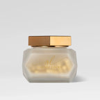 Goldie Locks hair care supplement in frosted jar with gold lid, Delray Beach FL luxury studio